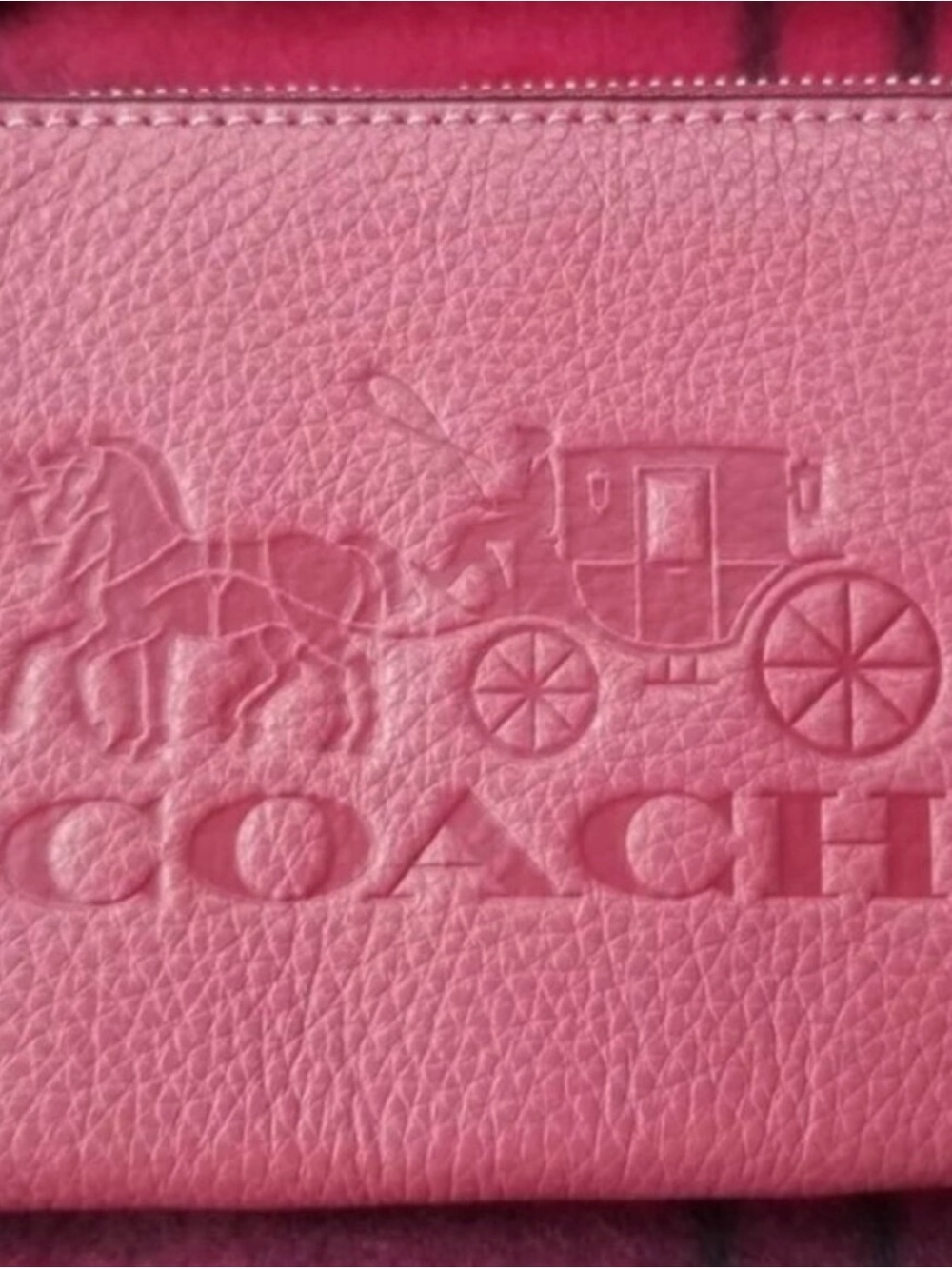 Coach Pink "Strawberry Haze" Pebbled Leather Wristlet Clutch - Picture 4 of 8